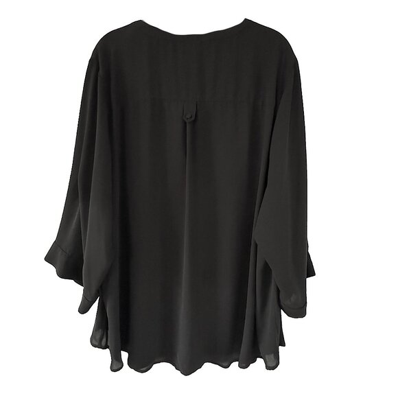 Torrid 4X BLACK Harper 3/4 Sleeve Plus Size Top Blouse Tunic Pullover - Picture 2 of 15